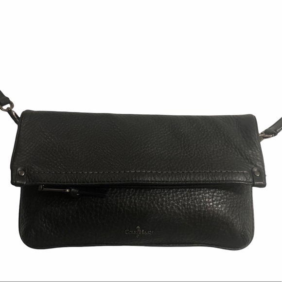 Cole Haan Black Leather Fold Over Crossbody Bag